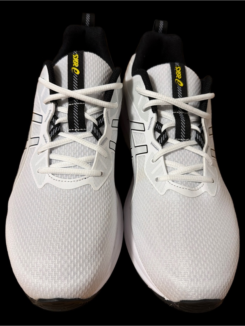 Asics White Black Athletic Running Sneakers with Yellow Trim - Picture 5 of 14